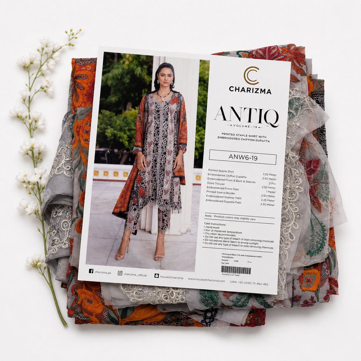 Charizma Embroidery Linen 3pc suits