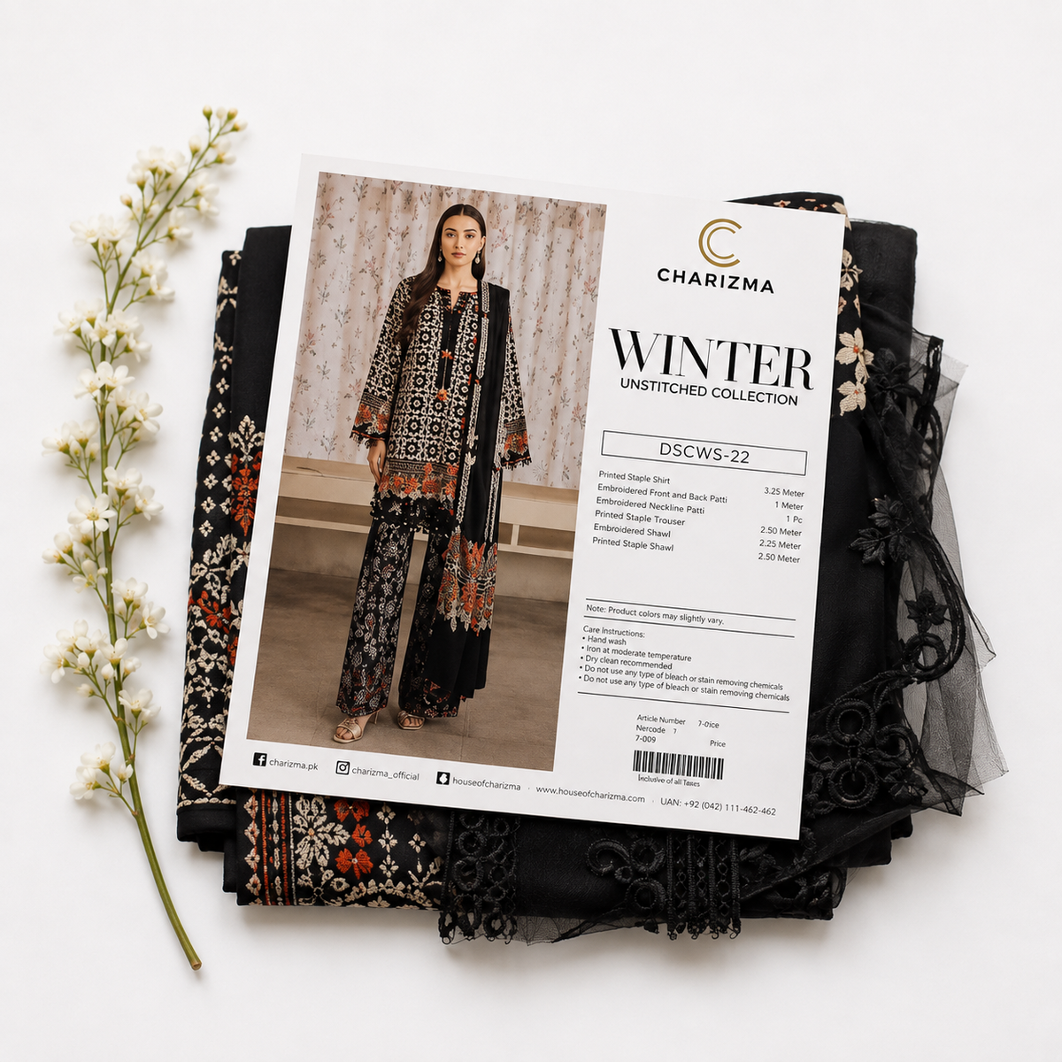 Charizma Embroidery Linen 3pc suits