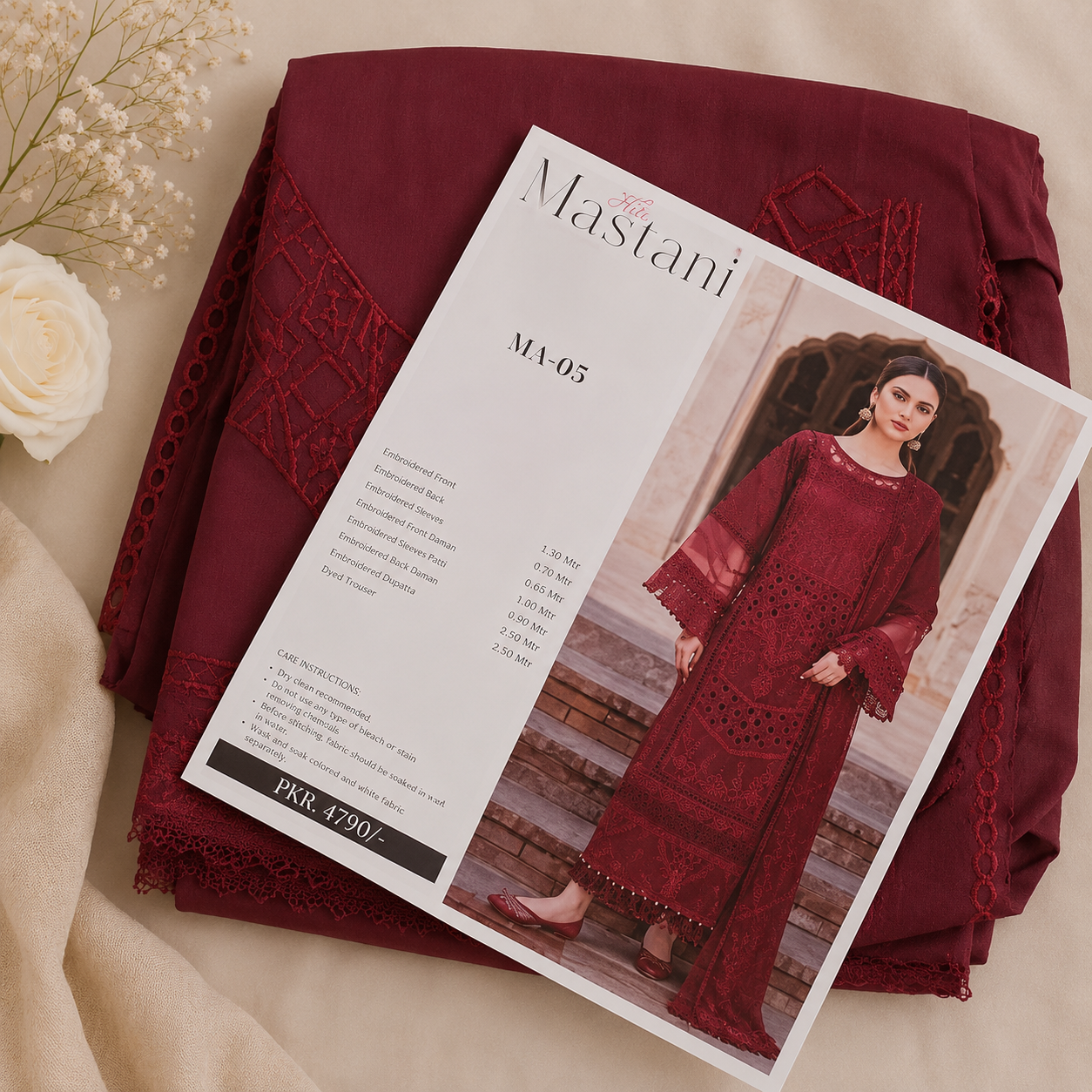 Parishay embroidery lawn 3pc suit