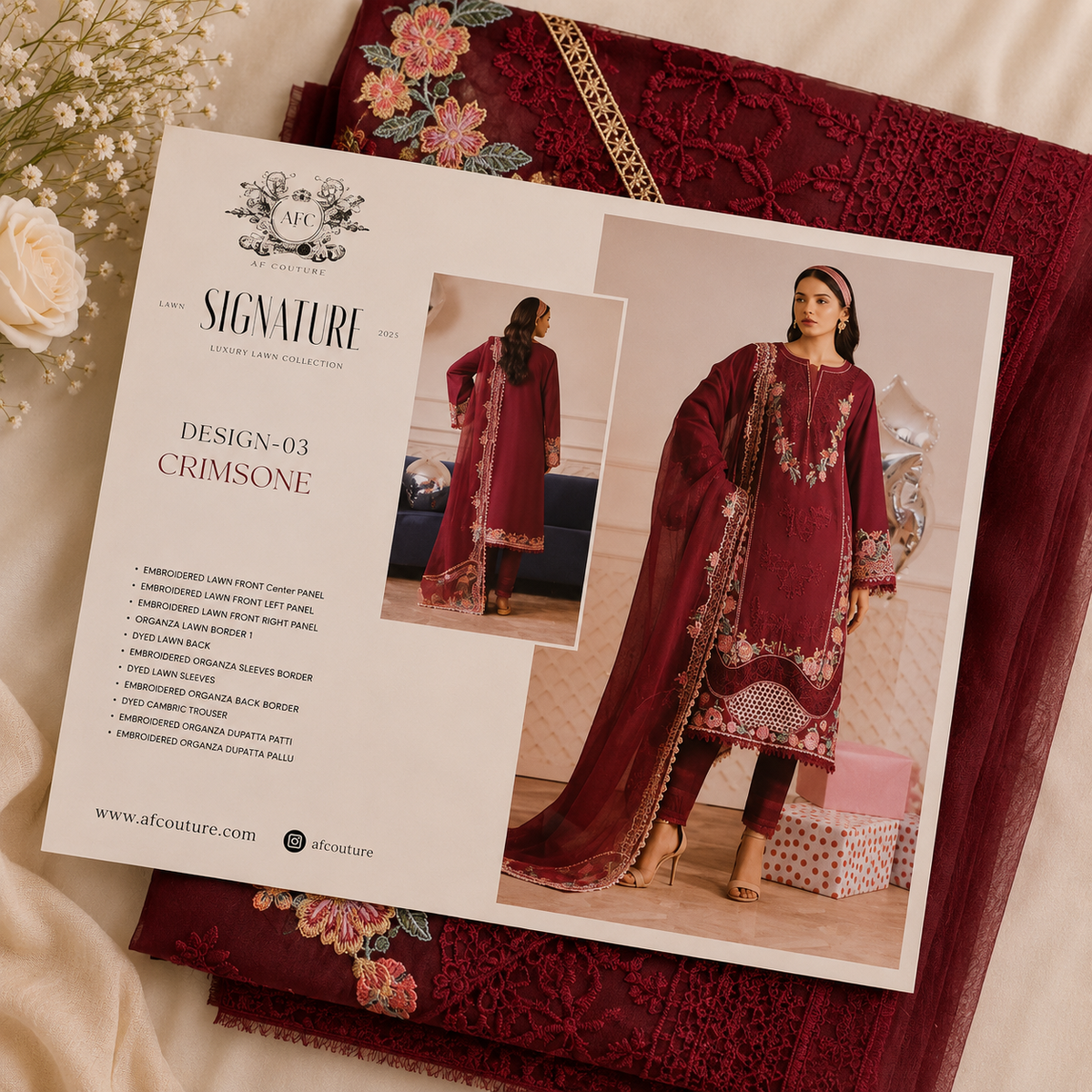 Ajr embroidery 3pc lawn suit