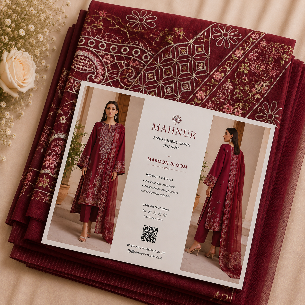 Mahnur embroidery lawn 3pc suit