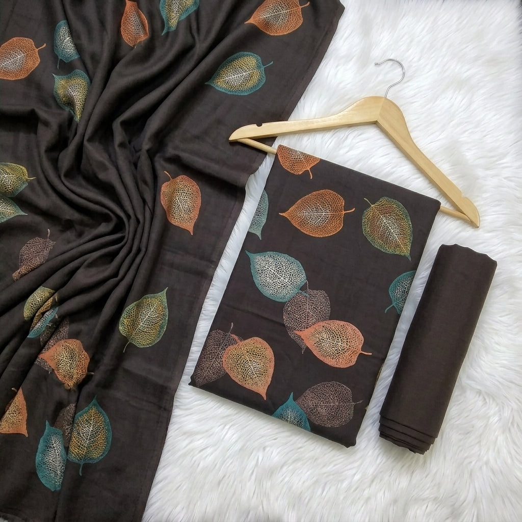 Marina 3-Piece Unstitched Suit with Pashmina Wool Shawl