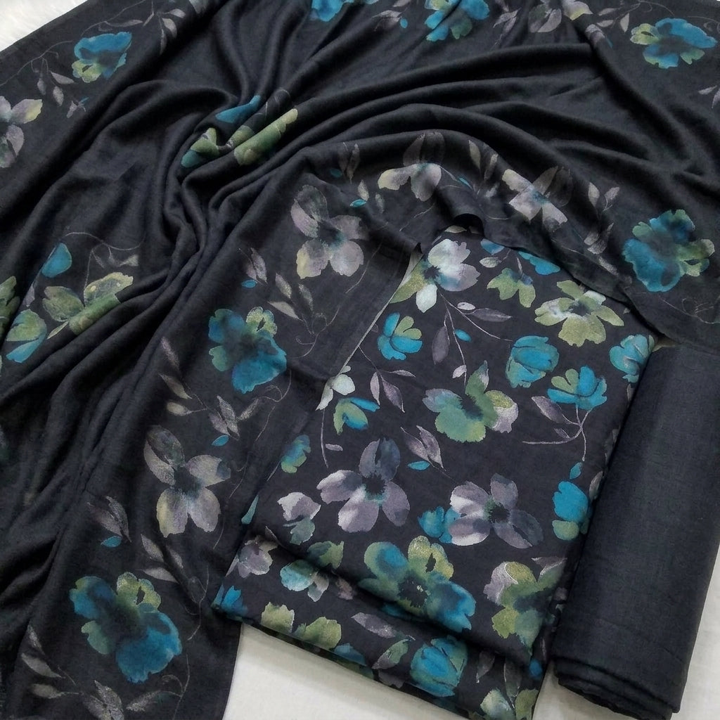 Marina 3-Piece Unstitched Suit with Pashmina Wool Shawl