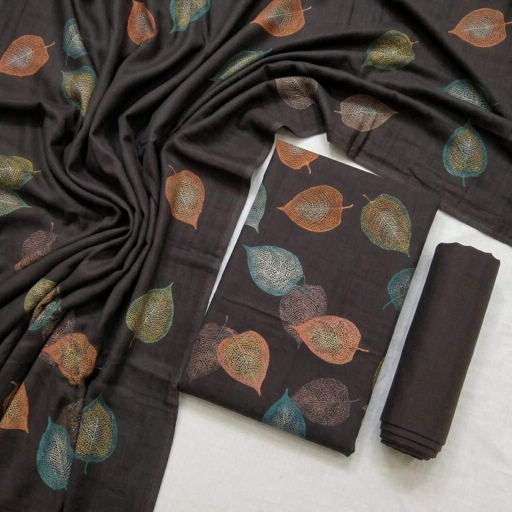 Marina 3-Piece Unstitched Suit with Pashmina Wool Shawl
