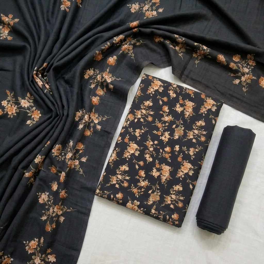 Marina 3-Piece Unstitched Suit with Pashmina Wool Shawl