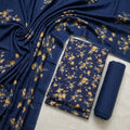 Marina 3-Piece Unstitched Suit with Pashmina Wool Shawl