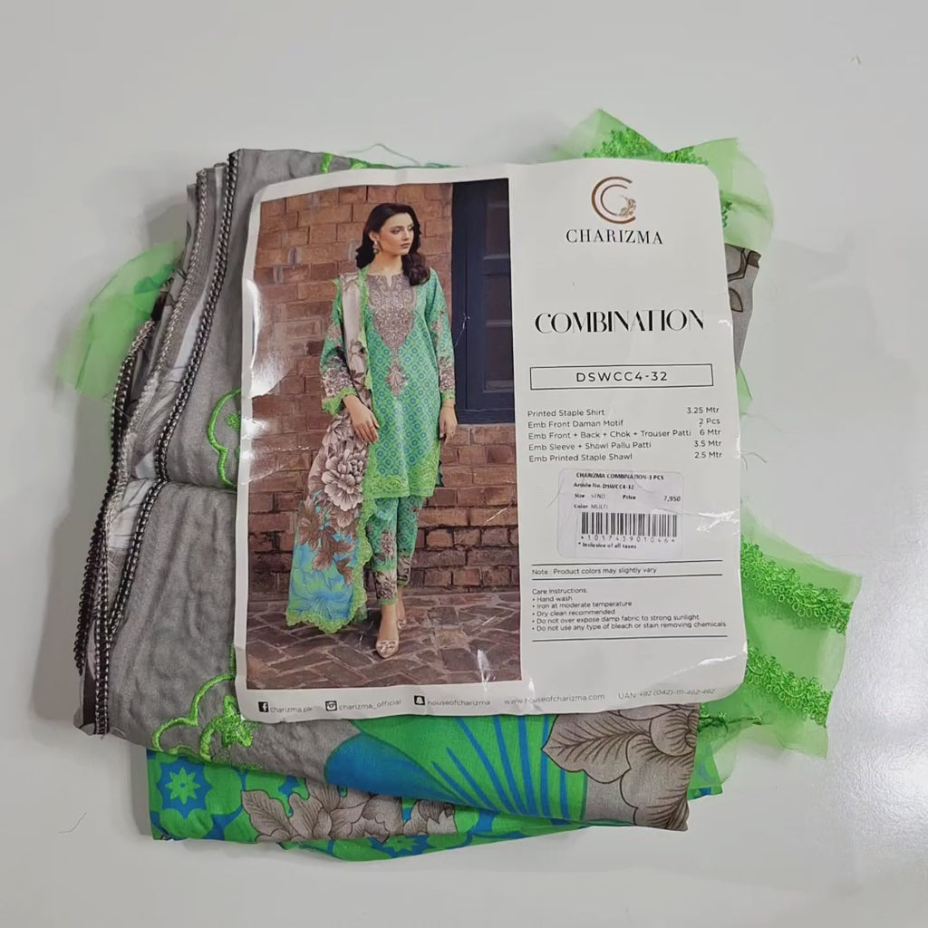 Charizma Embroidery Linen 3pc suit