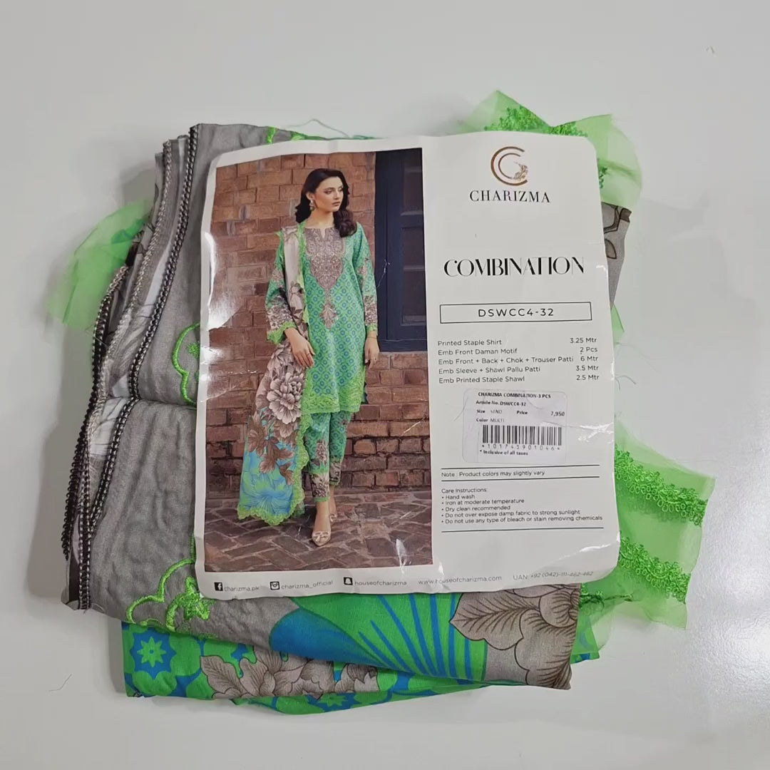 Charizma Embroidery Linen 3pc suit