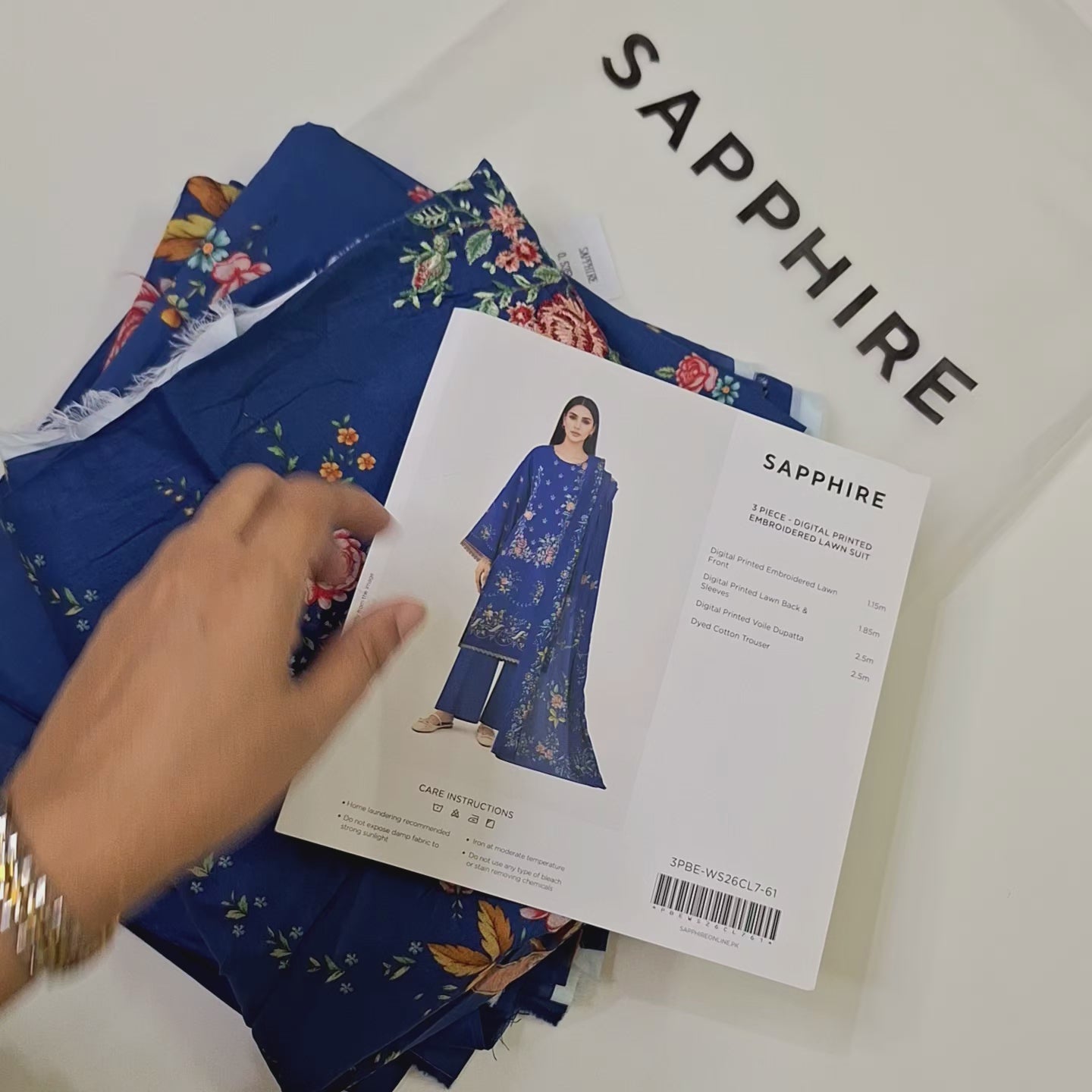 Sapphire lawn embroidery 3pc suit