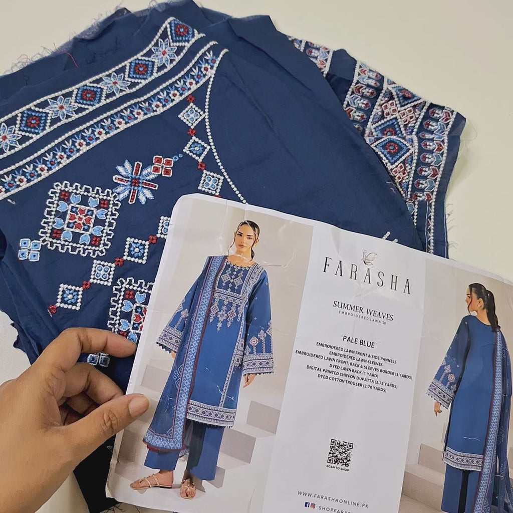 Farasha lawn embroidery 3pc suit