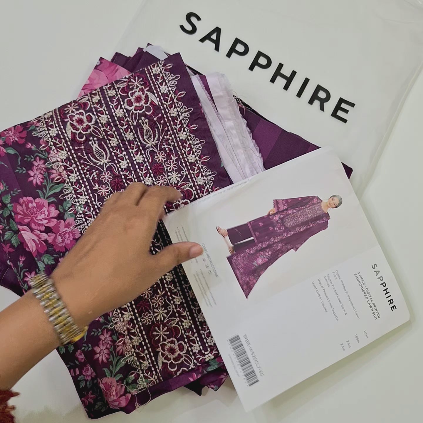 Sapphire lawn embroidery 3pc suit