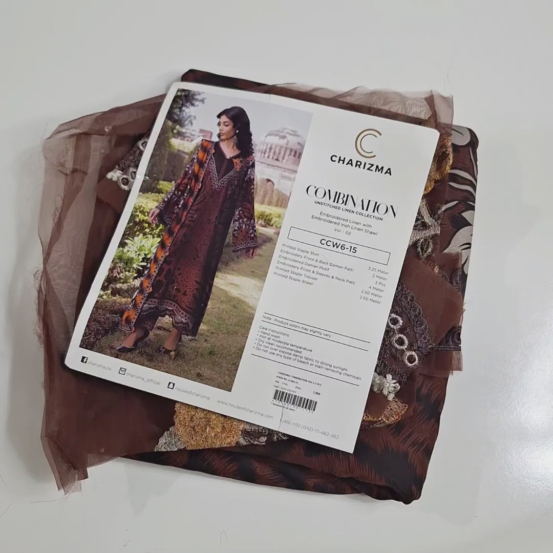 Charizma Embroidery Linen 3pc suits