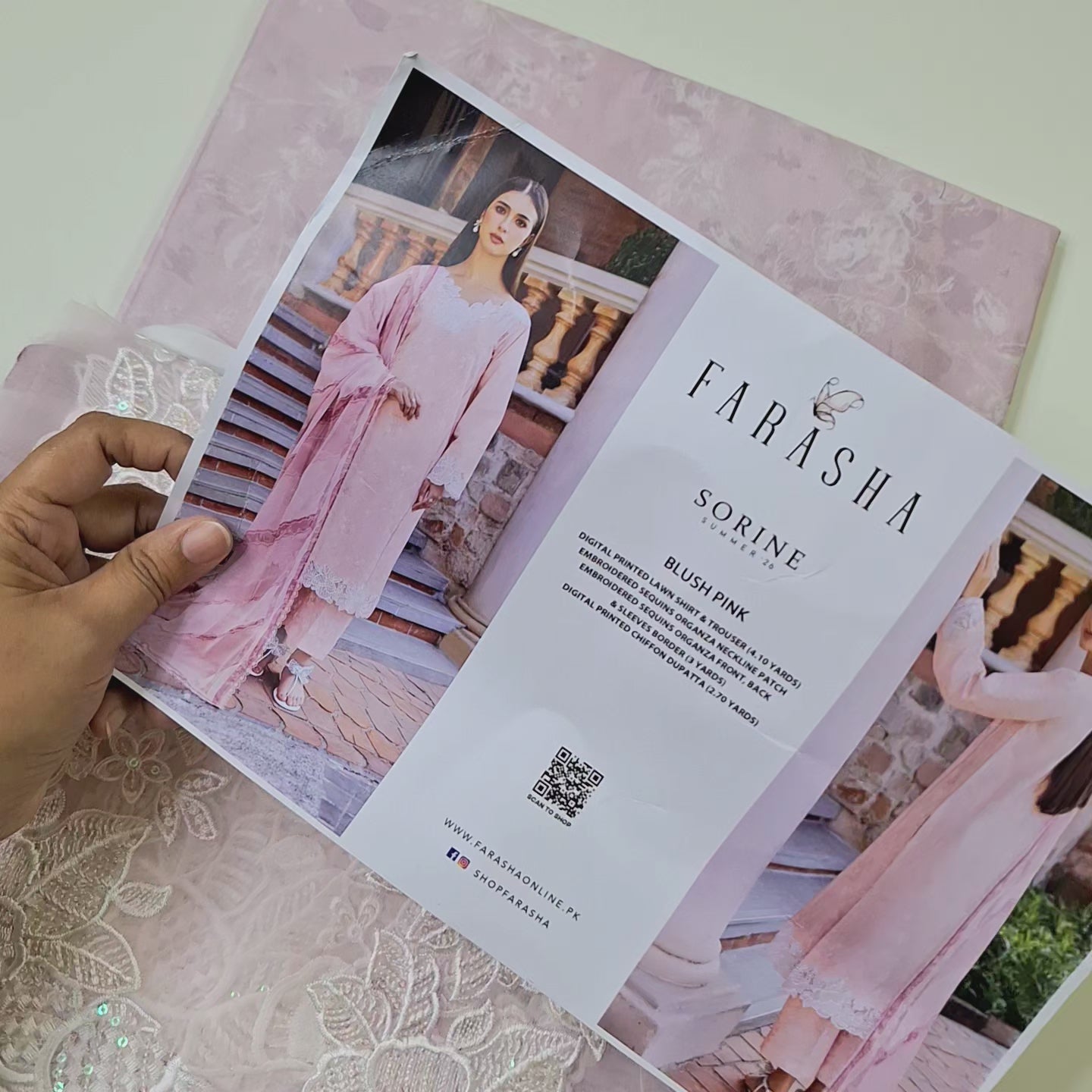 Farasha lawn embroidery 3pc suit