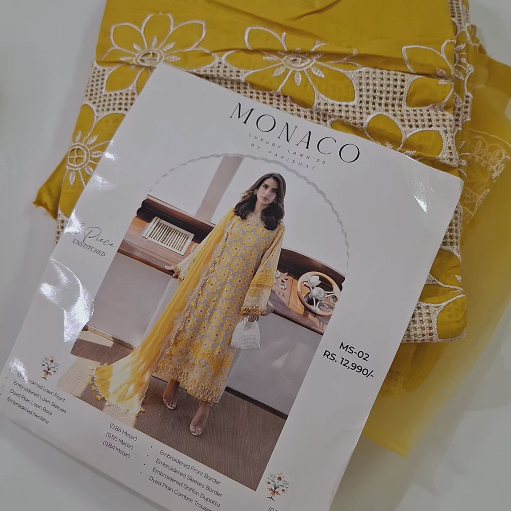 Parishay lawn embroidery 3pc suit
