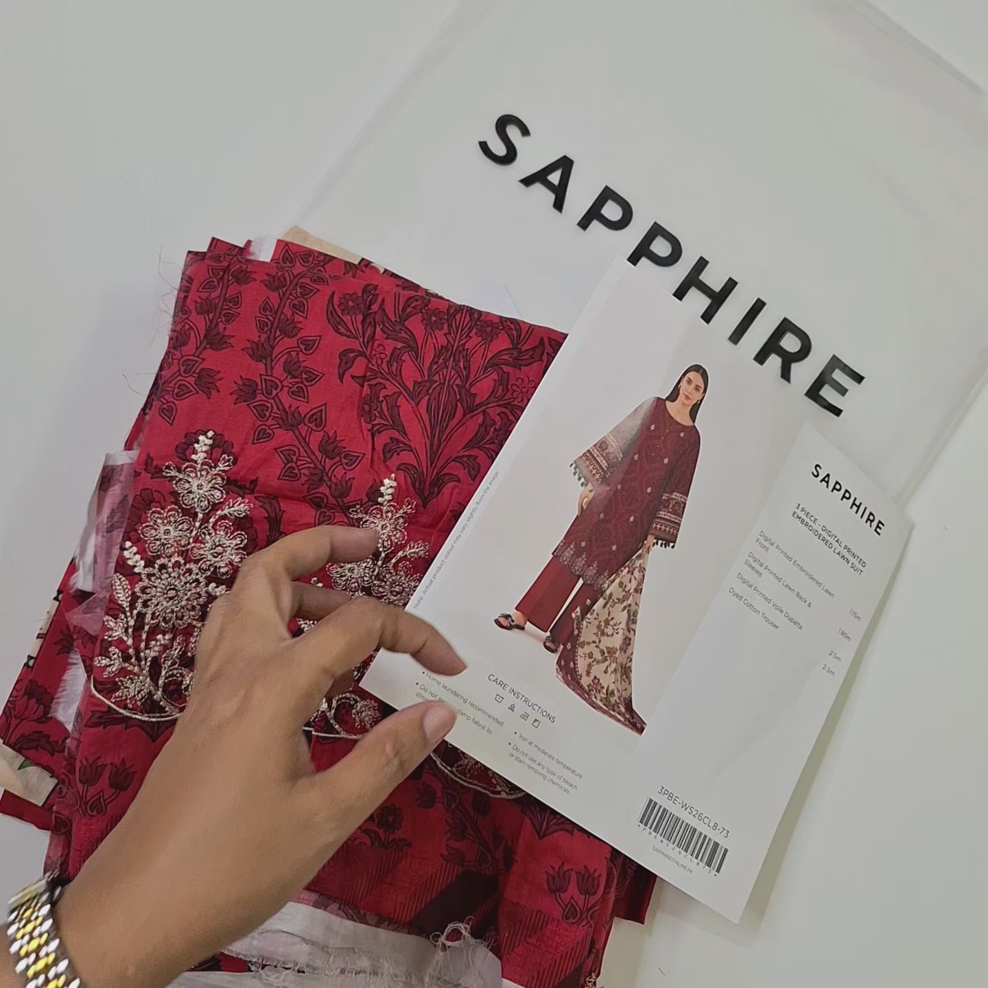 Sapphire lawn embroidery 3pc suit