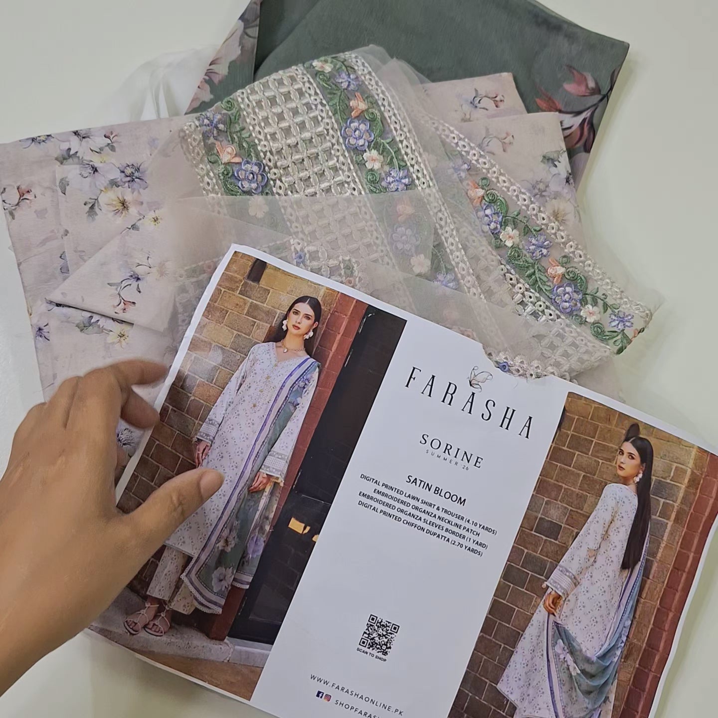 Farasha lawn embroidery 3pc suit