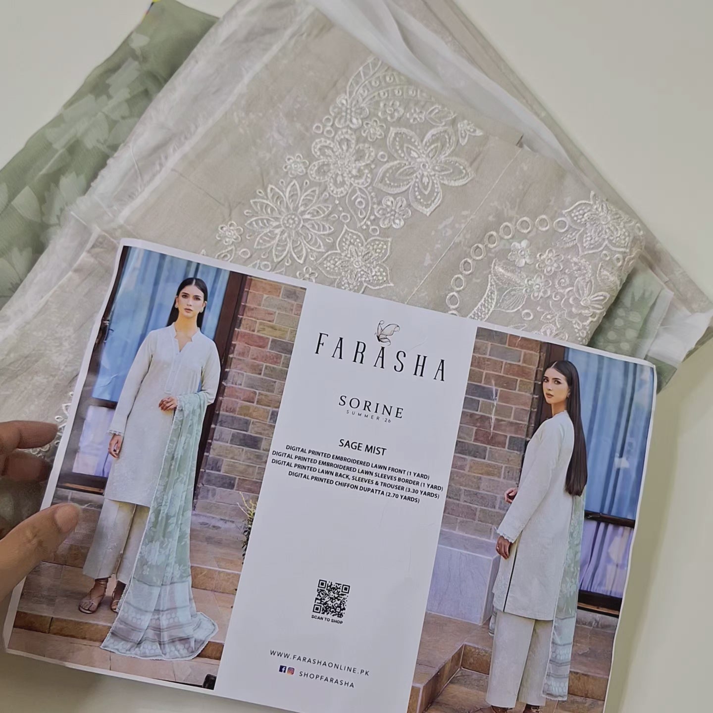 Farasha lawn embroidery 3pc suit