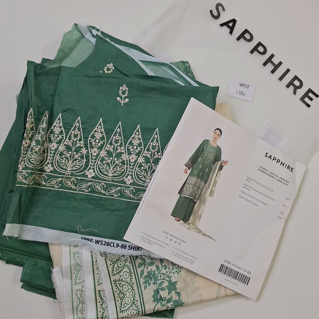 Sapphire lawn embroidery 3pc suit
