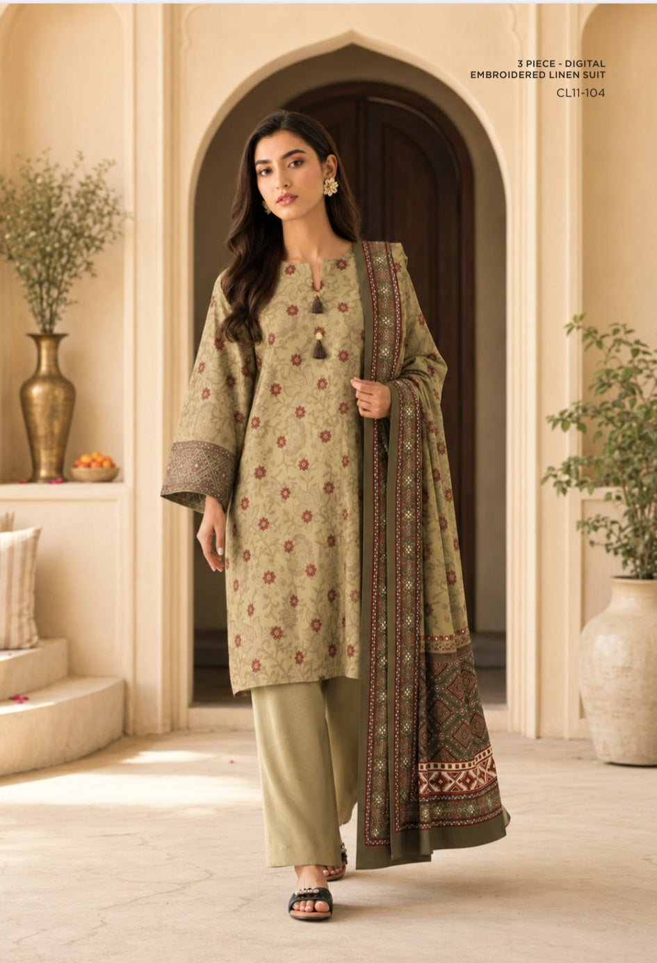 Sapphire embroidered linen 3pc suit 08