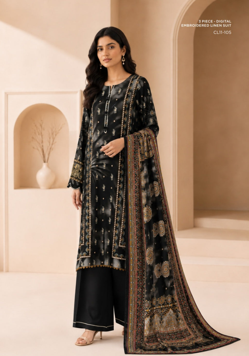 Sapphire embroidered linen 3pc suit 09