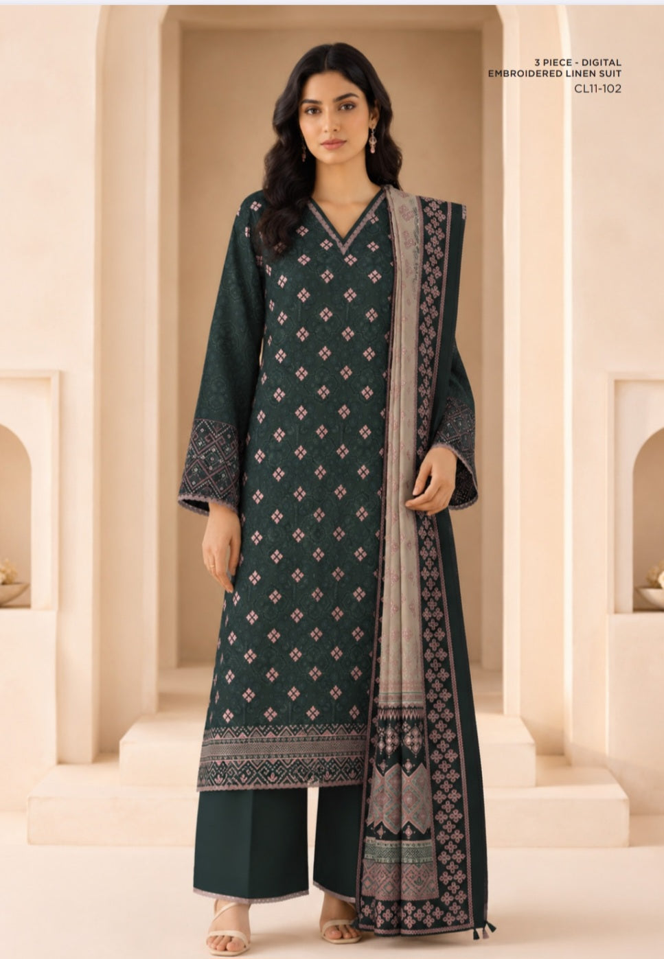 Sapphire embroidered linen 3pc suit 06