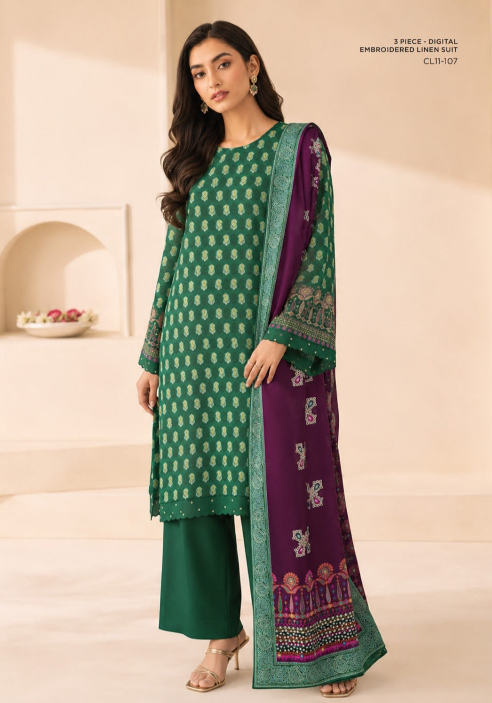 Sapphire embroidered linen 3pc suit 04