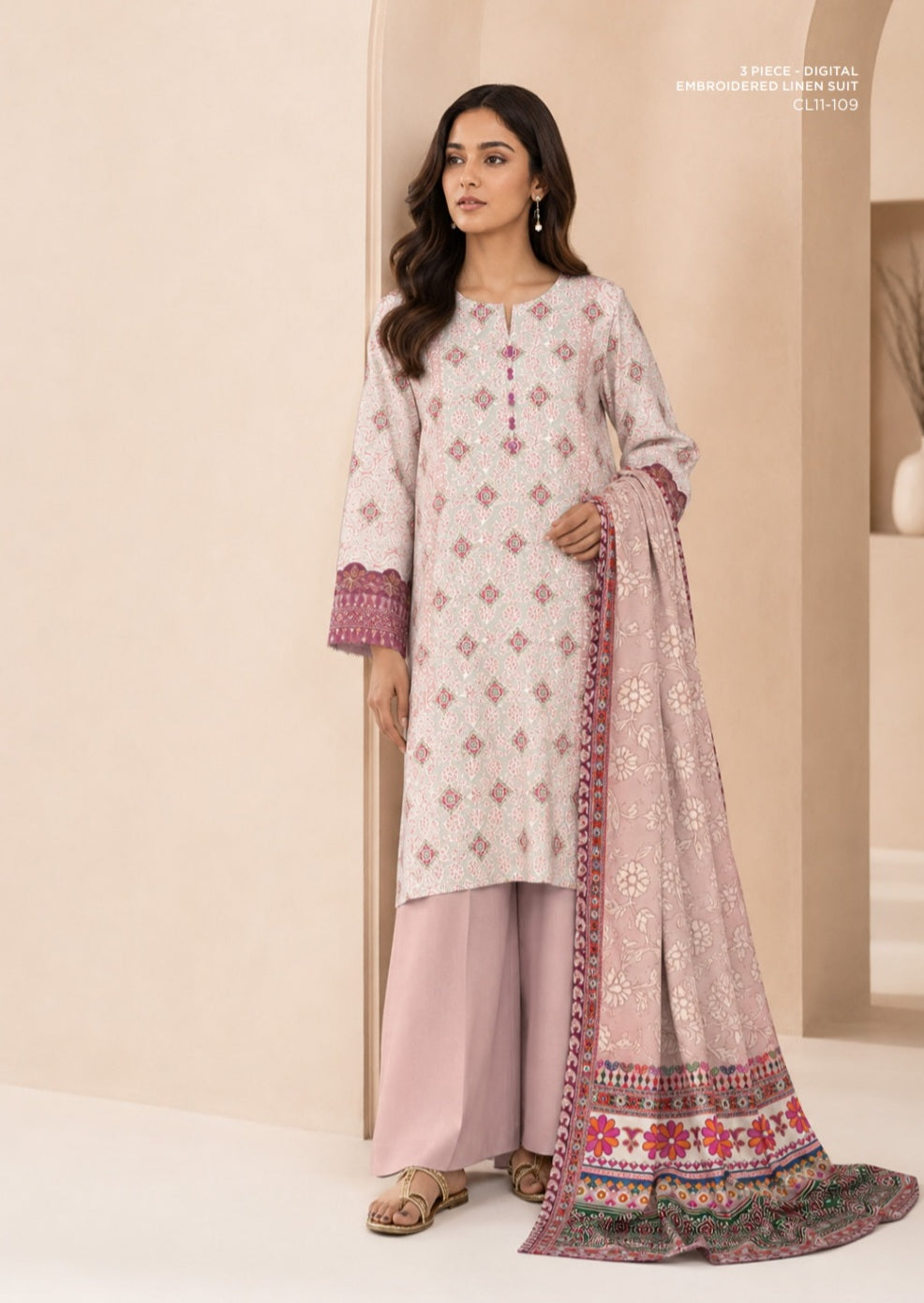 Sapphire embroidered linen 3pc suit 02