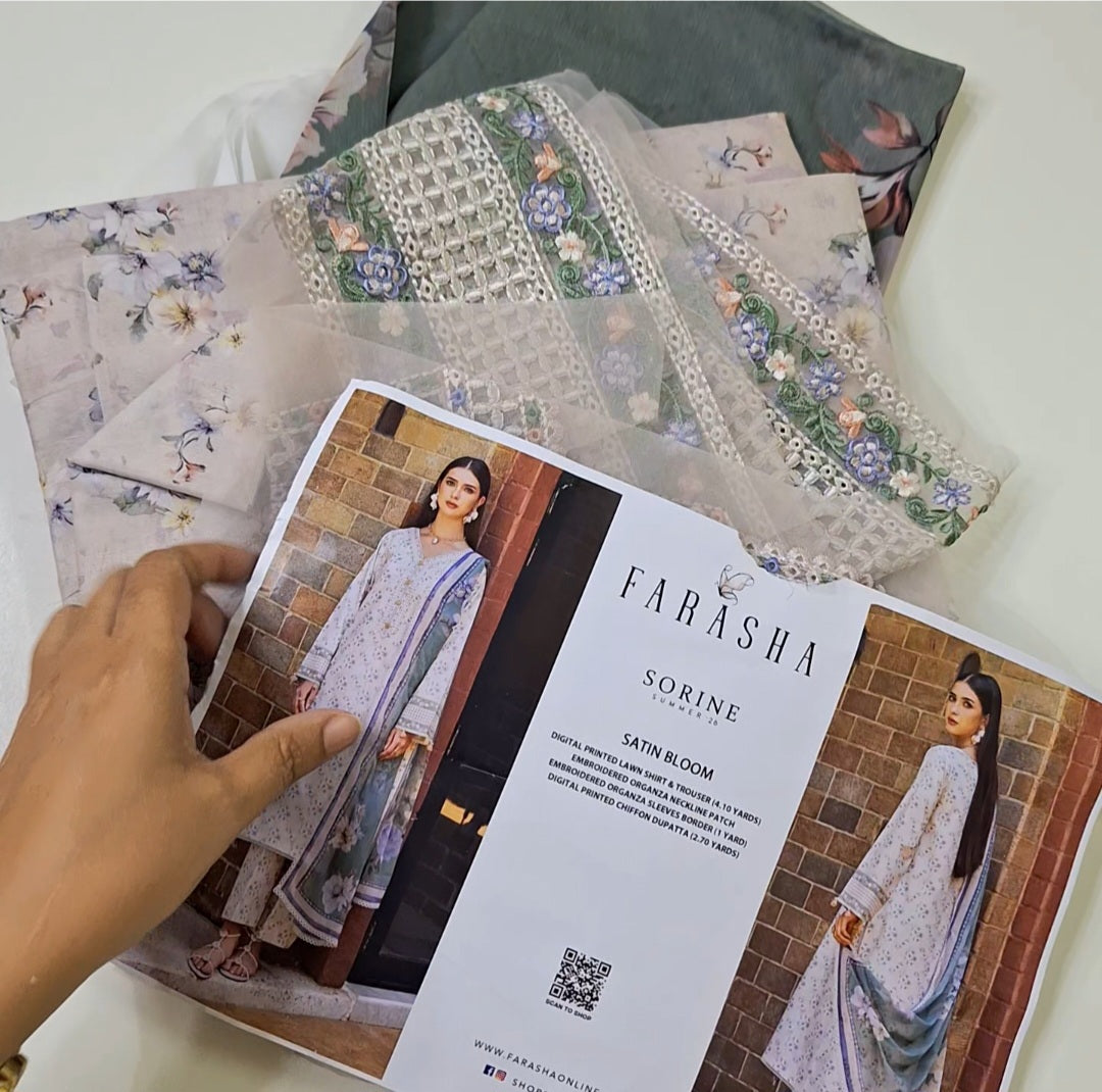 Farasha lawn embroidery 3pc suit