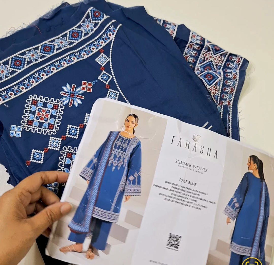 Farasha lawn embroidery 3pc suit
