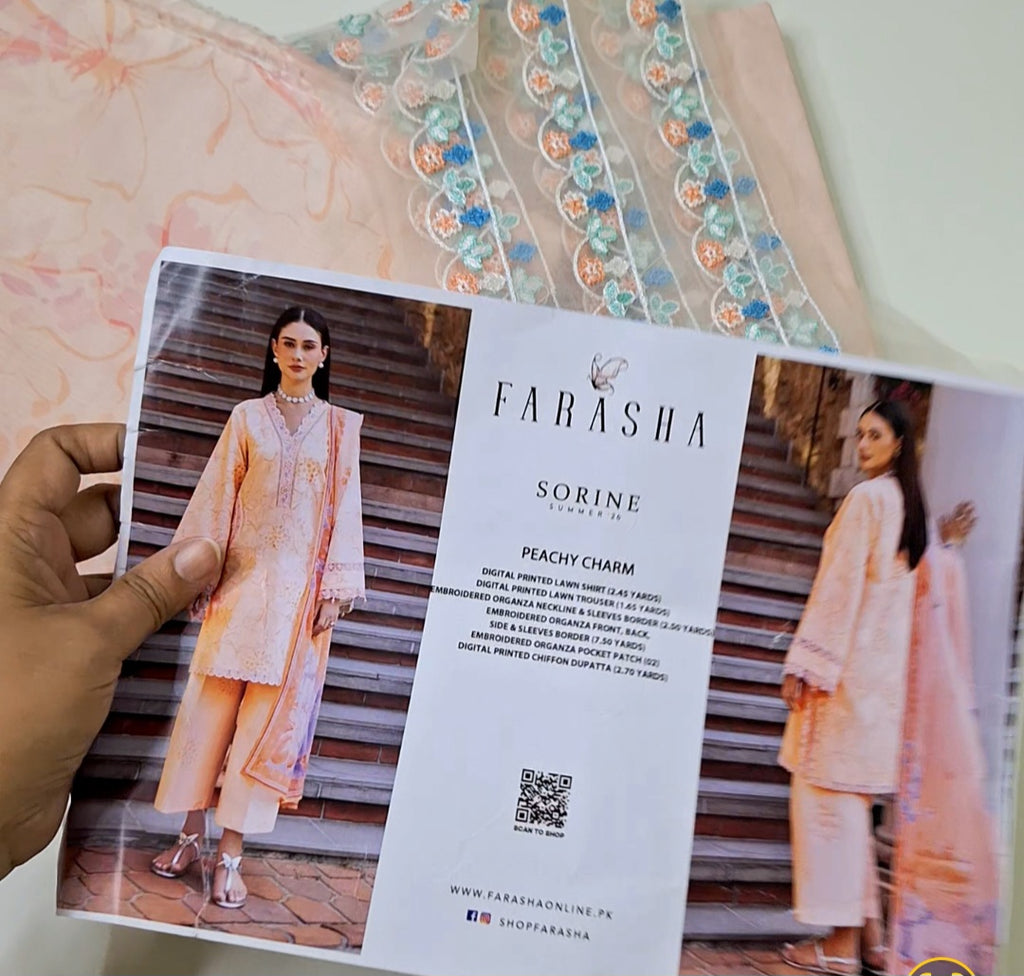 Farasha lawn embroidery 3pc suit